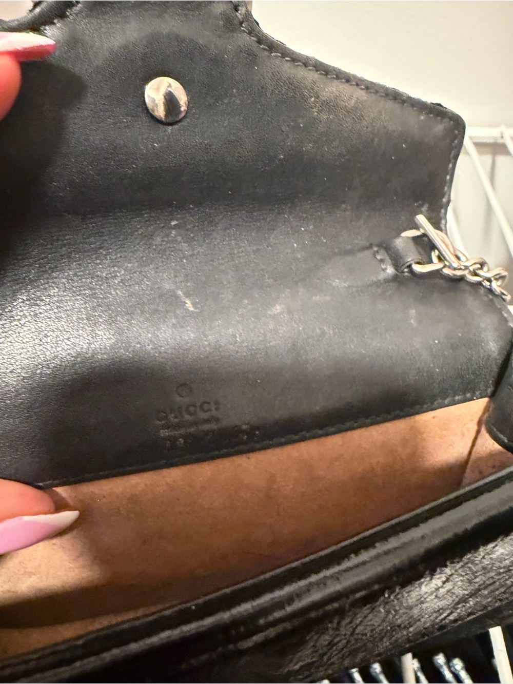 Gucci Black Velvet Chain Shoulder Bag with Embellished Horsebit - Picture 5 of 6